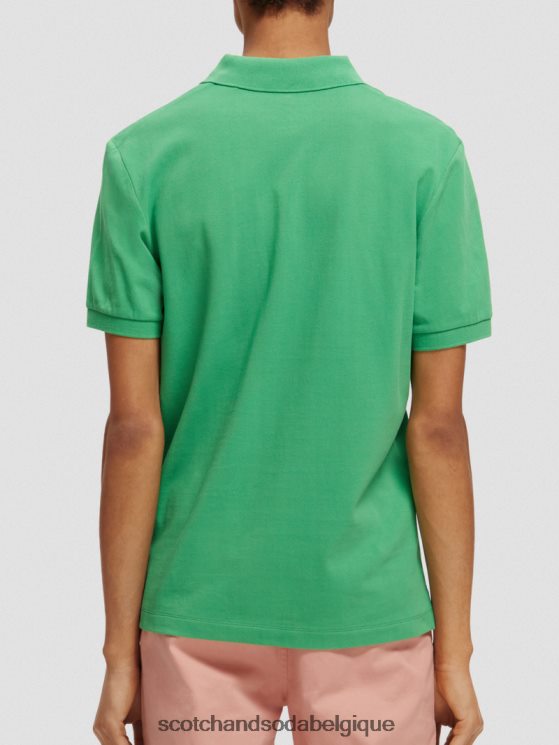 vêtements Scotch & Soda polo piqué en coton biologique- Scotch and Soda outlet vert amazonien 6BZRBF460