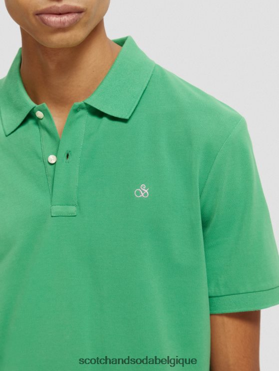 vêtements Scotch & Soda polo piqué en coton biologique- Scotch and Soda outlet vert amazonien 6BZRBF460
