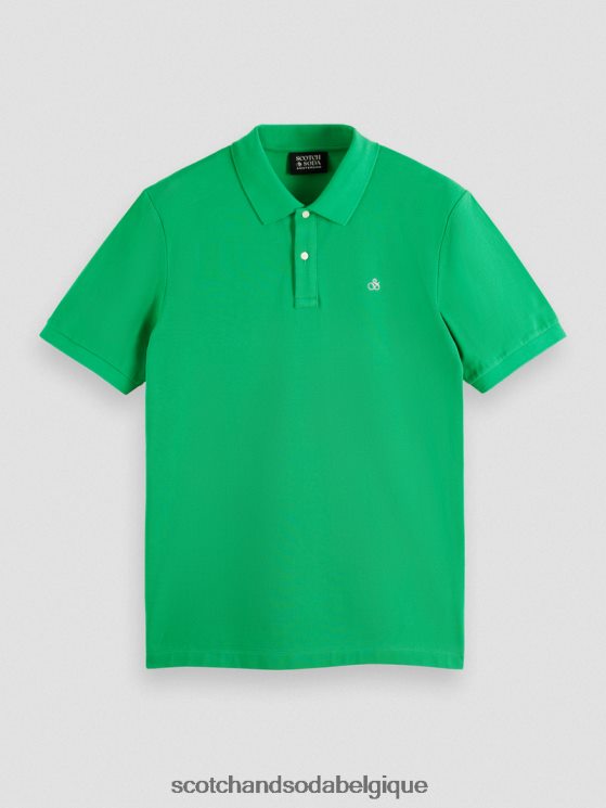 vêtements Scotch & Soda polo piqué en coton biologique- Scotch and Soda outlet vert amazonien 6BZRBF460