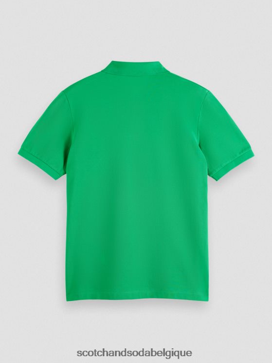 vêtements Scotch & Soda polo piqué en coton biologique- Scotch and Soda outlet vert amazonien 6BZRBF460