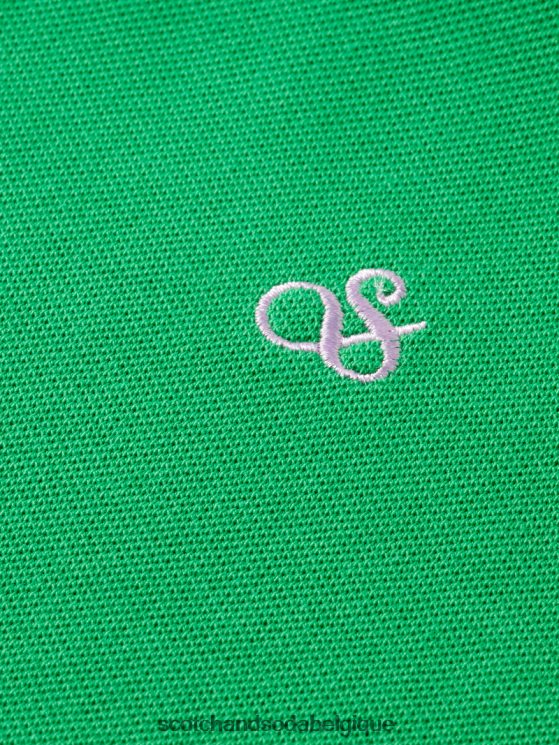 vêtements Scotch & Soda polo piqué en coton biologique- Scotch and Soda outlet vert amazonien 6BZRBF460
