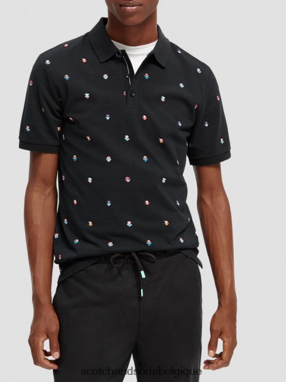 vêtements Scotch & Soda polo piqué imprimé en coton biologique- Scotch and Soda Bruxelles combo b 6BZRBF399
