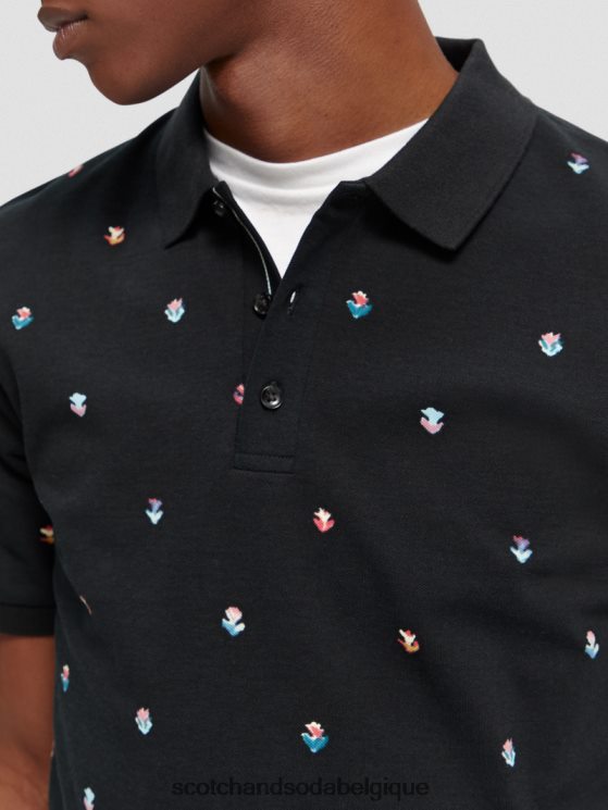 vêtements Scotch & Soda polo piqué imprimé en coton biologique- Scotch and Soda Bruxelles combo b 6BZRBF399
