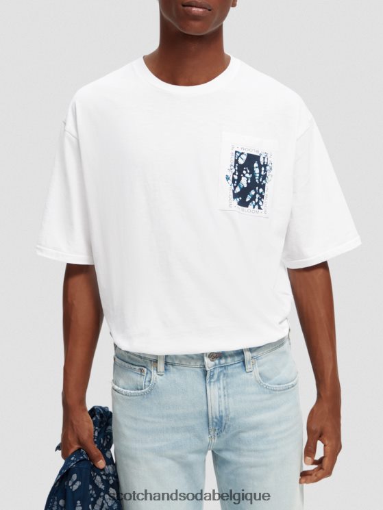 vêtements Scotch & Soda t-shirt ample à motif artistique- Scotch and Soda Namur blanc 6BZRBF373