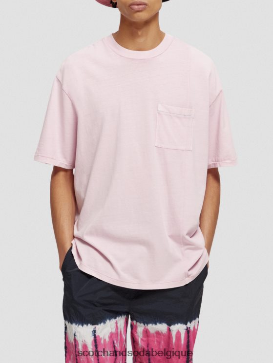 vêtements Scotch & Soda t-shirt ample teint en pièce avec poches- Scotch and Soda Bruxelles pierre rose 6BZRBF408