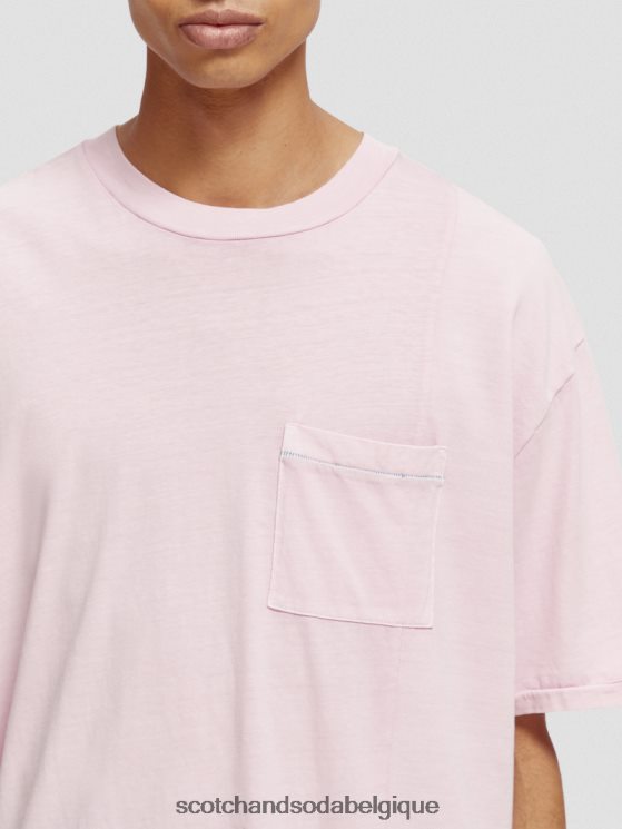 vêtements Scotch & Soda t-shirt ample teint en pièce avec poches- Scotch and Soda Bruxelles pierre rose 6BZRBF408