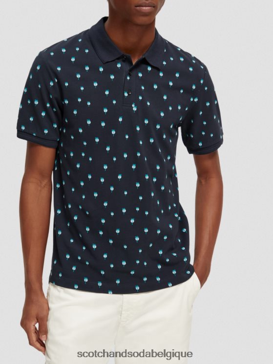 vêtements Scotch & Soda t-shirt bio imprimé coupe classique- Scotch and Soda Belgique marine 6BZRBF425