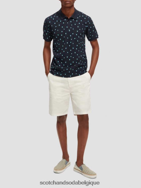 vêtements Scotch & Soda t-shirt bio imprimé coupe classique- Scotch and Soda Belgique marine 6BZRBF425