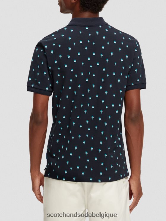 vêtements Scotch & Soda t-shirt bio imprimé coupe classique- Scotch and Soda Belgique marine 6BZRBF425
