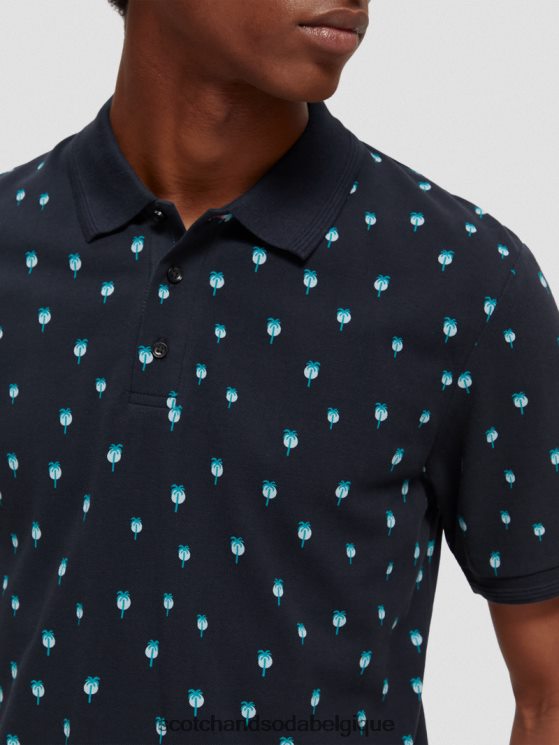 vêtements Scotch & Soda t-shirt bio imprimé coupe classique- Scotch and Soda Belgique marine 6BZRBF425