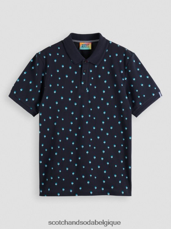 vêtements Scotch & Soda t-shirt bio imprimé coupe classique- Scotch and Soda Belgique marine 6BZRBF425