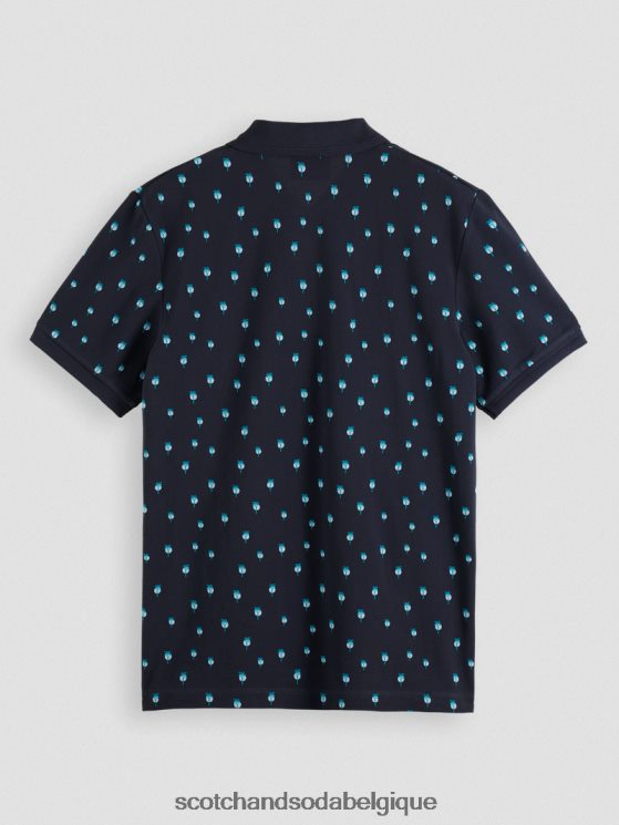 vêtements Scotch & Soda t-shirt bio imprimé coupe classique- Scotch and Soda Belgique marine 6BZRBF425