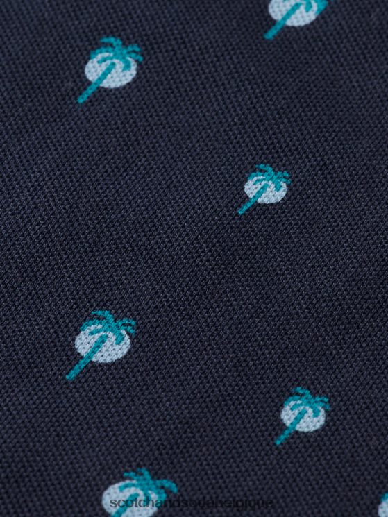 vêtements Scotch & Soda t-shirt bio imprimé coupe classique- Scotch and Soda Belgique marine 6BZRBF425