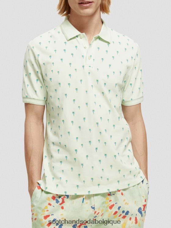 vêtements Scotch & Soda t-shirt bio imprimé coupe classique- Scotch and Soda Bruxelles menthe 6BZRBF426