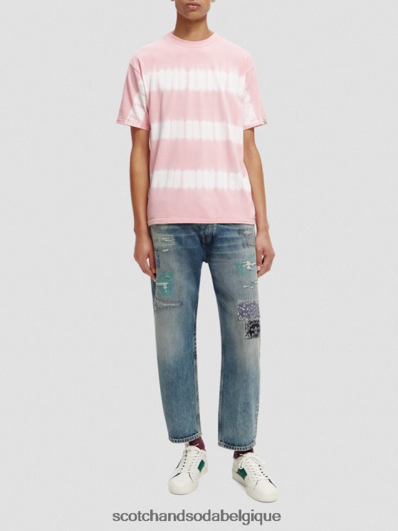 vêtements Scotch & Soda t-shirt biologique tie-dye coupe décontractée- Scotch and Soda Bruxelles rose 6BZRBF390