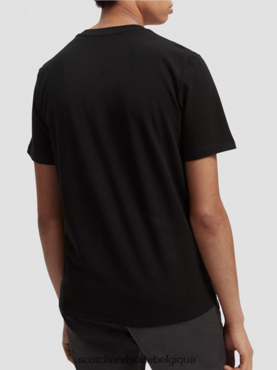 vêtements Scotch & Soda t-shirt à col rond en coton biologique- Scotch and Soda Belgique noir 6BZRBF443