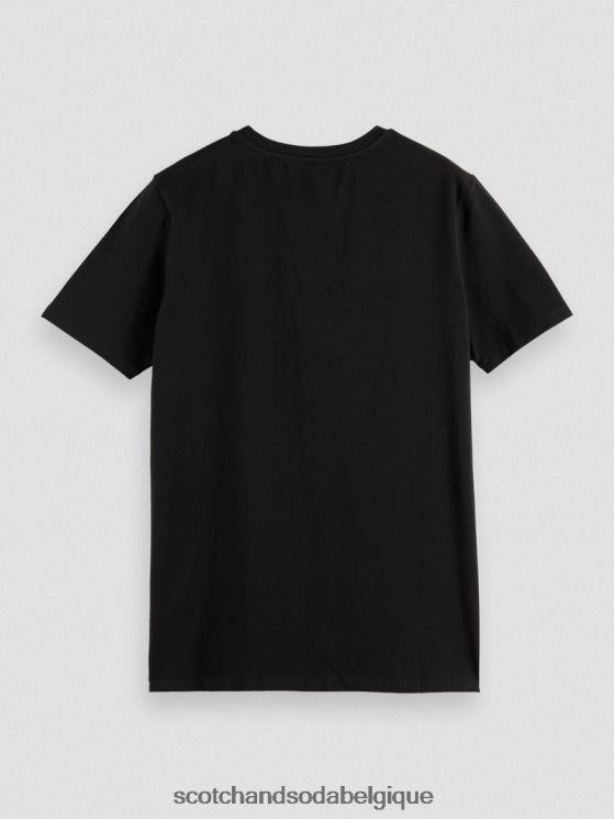 vêtements Scotch & Soda t-shirt à col rond en coton biologique- Scotch and Soda Belgique noir 6BZRBF443
