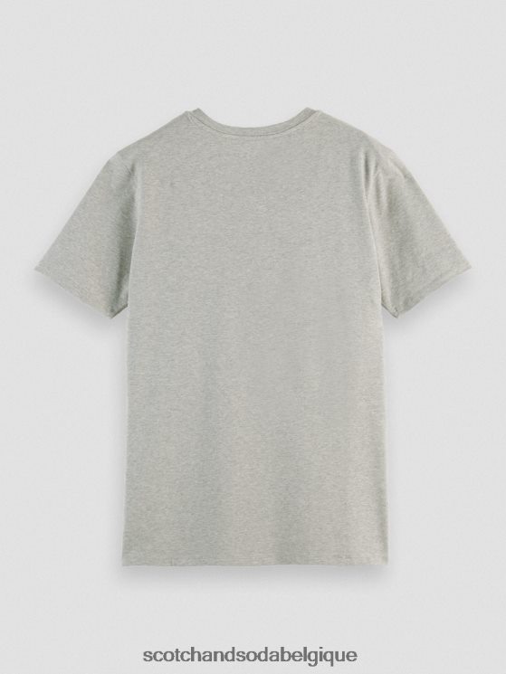 vêtements Scotch & Soda t-shirt à col rond en coton biologique- Scotch and Soda Bruxelles gris mélangé 6BZRBF444