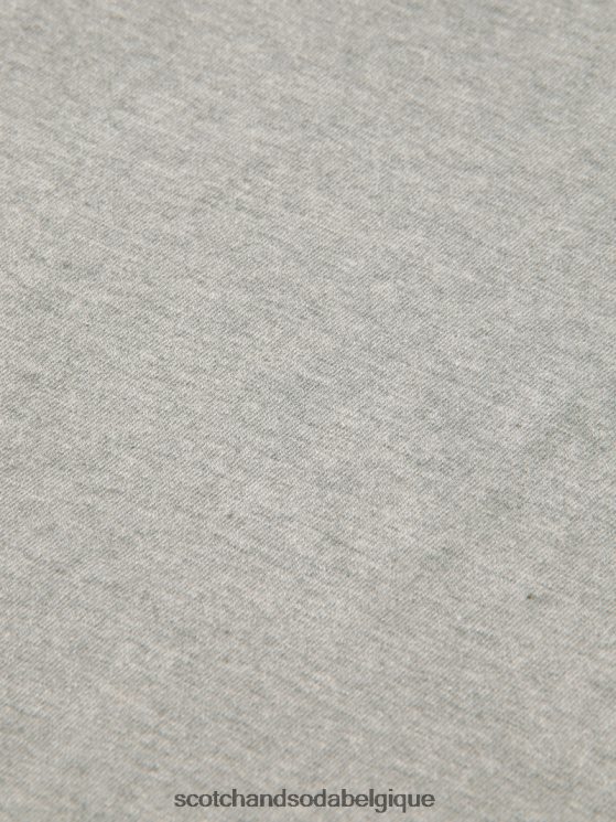 vêtements Scotch & Soda t-shirt à col rond en coton biologique- Scotch and Soda Bruxelles gris mélangé 6BZRBF444