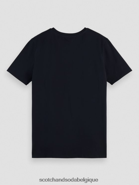 vêtements Scotch & Soda t-shirt à col rond en coton biologique- Scotch and Soda Namur nuit 6BZRBF445