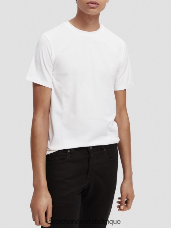 vêtements Scotch & Soda t-shirt à col rond en coton biologique- Scotch and Soda outlet blanc 6BZRBF442