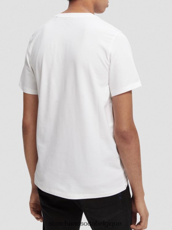 vêtements Scotch & Soda t-shirt à col rond en coton biologique- Scotch and Soda outlet blanc 6BZRBF442