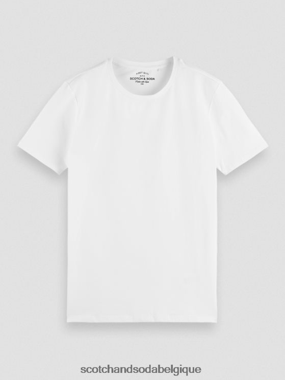 vêtements Scotch & Soda t-shirt à col rond en coton biologique- Scotch and Soda outlet blanc 6BZRBF442