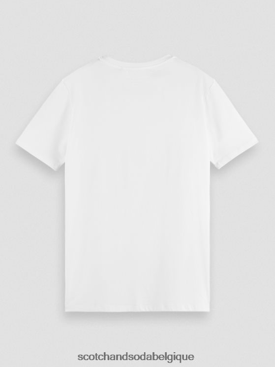 vêtements Scotch & Soda t-shirt à col rond en coton biologique- Scotch and Soda outlet blanc 6BZRBF442