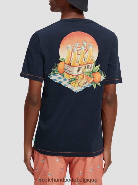 vêtements Scotch & Soda t-shirt coupe classique à motif artistique- Scotch and Soda Belgique marine 6BZRBF434