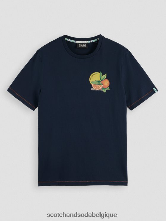 vêtements Scotch & Soda t-shirt coupe classique à motif artistique- Scotch and Soda Belgique marine 6BZRBF434
