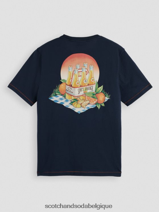 vêtements Scotch & Soda t-shirt coupe classique à motif artistique- Scotch and Soda Belgique marine 6BZRBF434