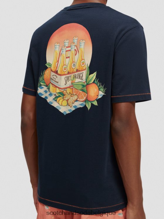 vêtements Scotch & Soda t-shirt coupe classique à motif artistique- Scotch and Soda Belgique marine 6BZRBF434