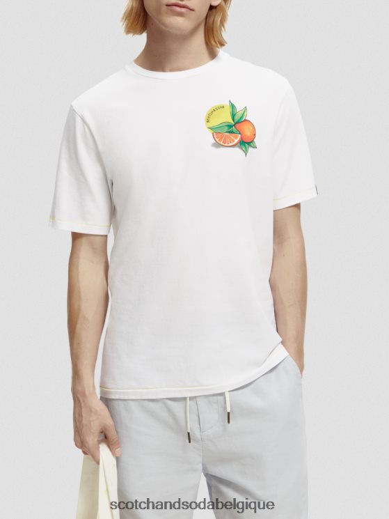 vêtements Scotch & Soda t-shirt coupe classique à motif artistique- Scotch and Soda Bruxelles blanc 6BZRBF435