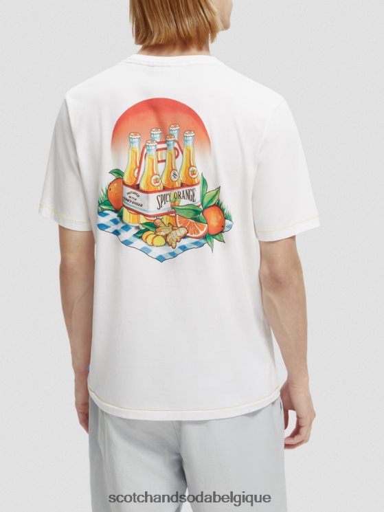 vêtements Scotch & Soda t-shirt coupe classique à motif artistique- Scotch and Soda Bruxelles blanc 6BZRBF435