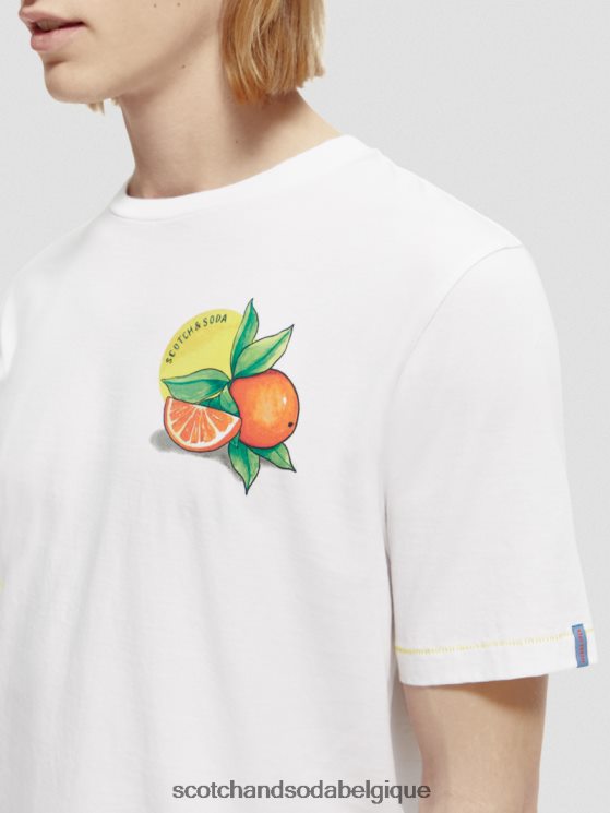 vêtements Scotch & Soda t-shirt coupe classique à motif artistique- Scotch and Soda Bruxelles blanc 6BZRBF435