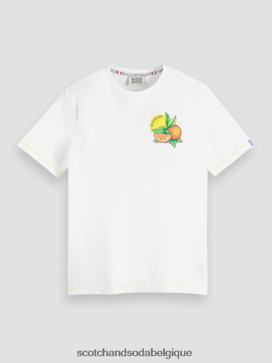 vêtements Scotch & Soda t-shirt coupe classique à motif artistique- Scotch and Soda Bruxelles blanc 6BZRBF435
