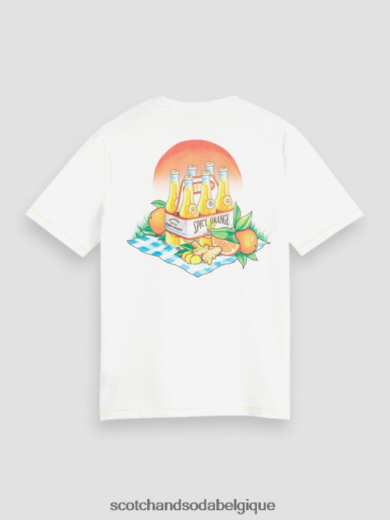 vêtements Scotch & Soda t-shirt coupe classique à motif artistique- Scotch and Soda Bruxelles blanc 6BZRBF435