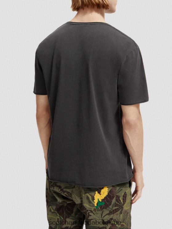 vêtements Scotch & Soda t-shirt coupe décontractée à bords bruts- Scotch and Soda Liﾨﾨge noir 6BZRBF384