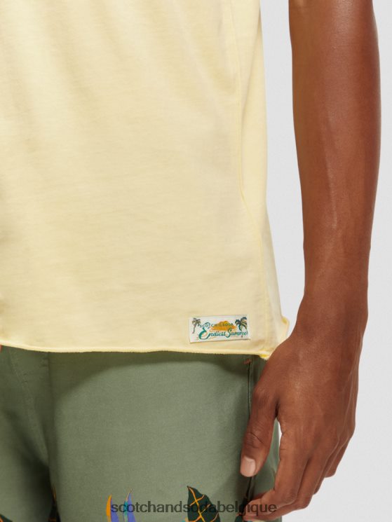 vêtements Scotch & Soda t-shirt coupe décontractée à bords bruts- Scotch and Soda shop online banane 6BZRBF386