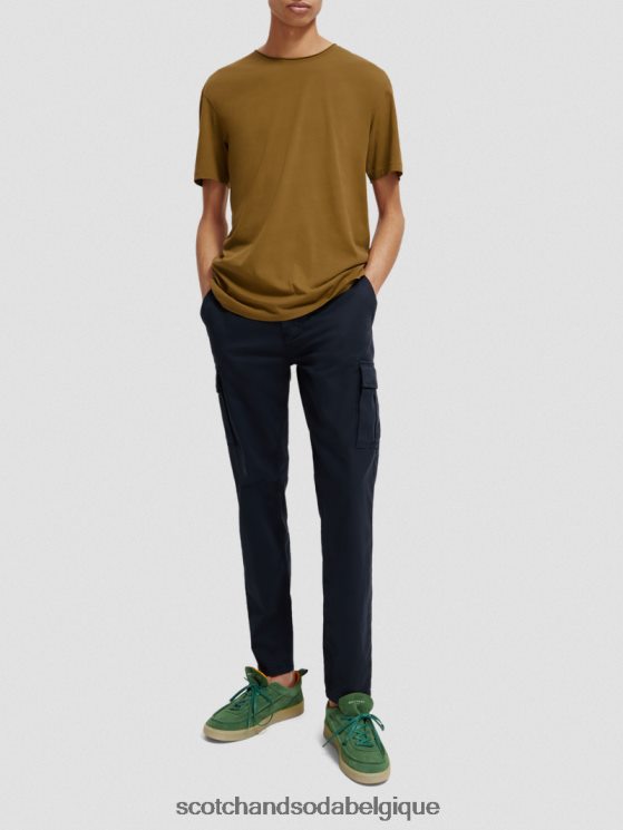 vêtements Scotch & Soda t-shirt coupe décontractée en coton biologique à bords bruts- Scotch and Soda Belgique kaki 6BZRBF452