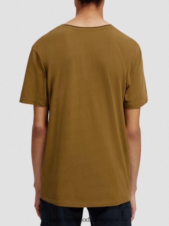 vêtements Scotch & Soda t-shirt coupe décontractée en coton biologique à bords bruts- Scotch and Soda Belgique kaki 6BZRBF452
