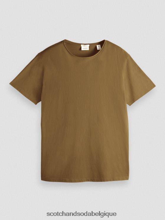 vêtements Scotch & Soda t-shirt coupe décontractée en coton biologique à bords bruts- Scotch and Soda Belgique kaki 6BZRBF452