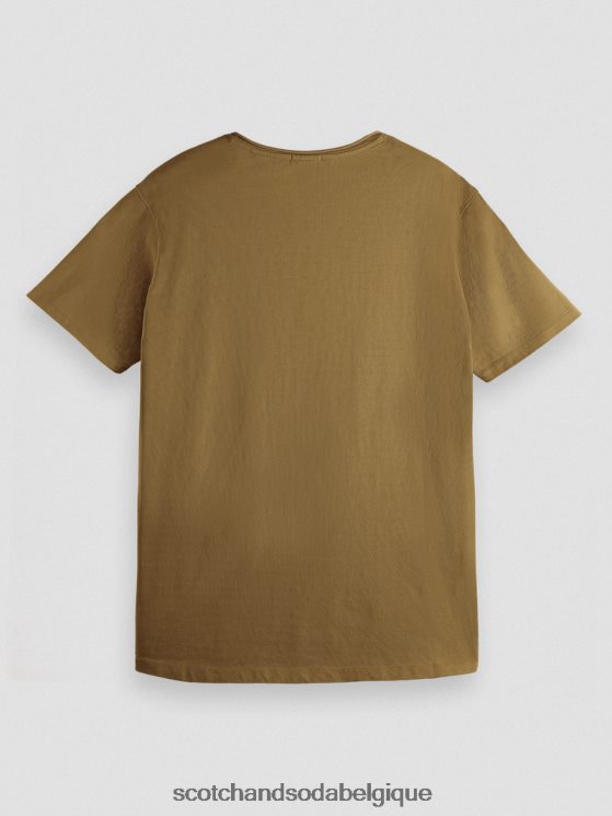 vêtements Scotch & Soda t-shirt coupe décontractée en coton biologique à bords bruts- Scotch and Soda Belgique kaki 6BZRBF452