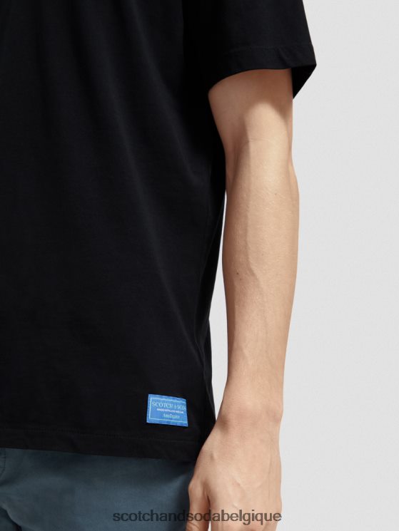 vêtements Scotch & Soda t-shirt coupe décontractée en coton biologique à bords bruts- Scotch and Soda Bruxelles noir 6BZRBF453