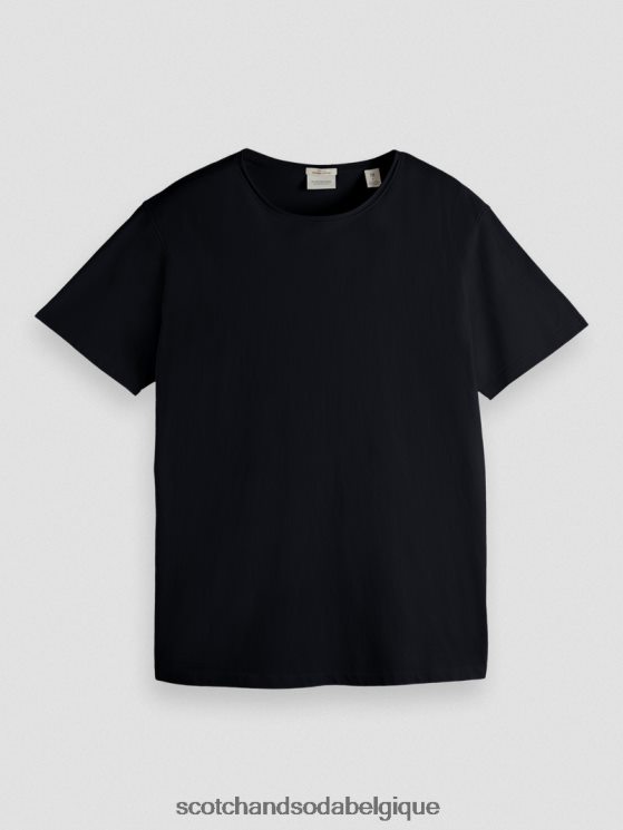 vêtements Scotch & Soda t-shirt coupe décontractée en coton biologique à bords bruts- Scotch and Soda Bruxelles noir 6BZRBF453