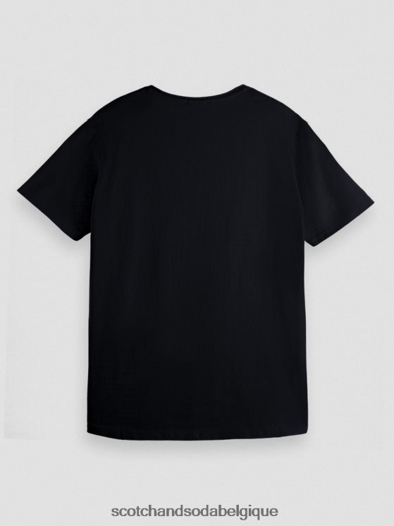 vêtements Scotch & Soda t-shirt coupe décontractée en coton biologique à bords bruts- Scotch and Soda Bruxelles noir 6BZRBF453
