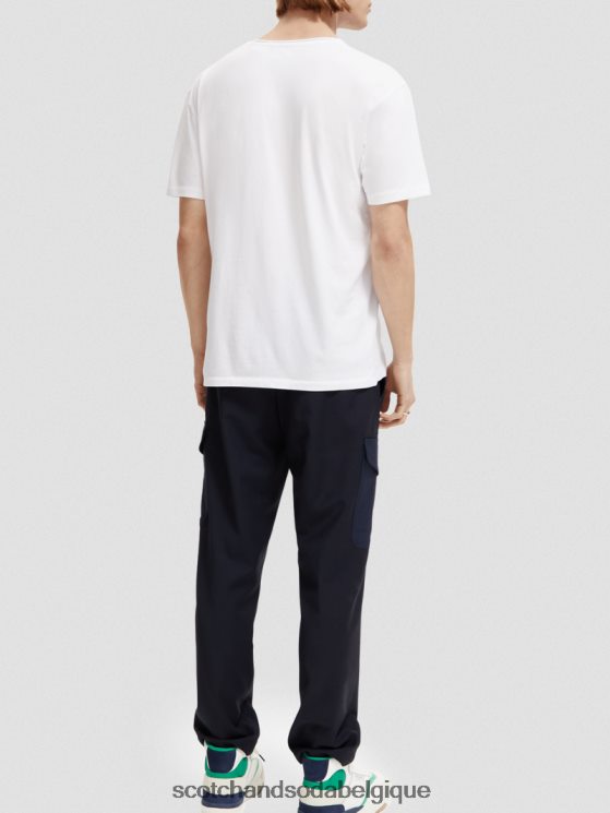 vêtements Scotch & Soda t-shirt coupe décontractée en coton biologique à bords bruts- Scotch and Soda Namur blanc 6BZRBF454