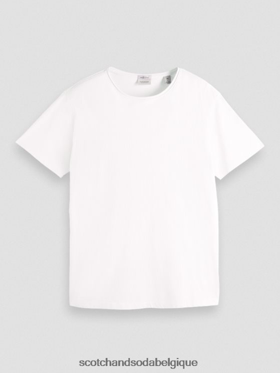 vêtements Scotch & Soda t-shirt coupe décontractée en coton biologique à bords bruts- Scotch and Soda Namur blanc 6BZRBF454