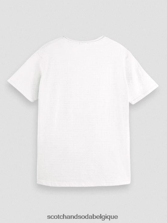 vêtements Scotch & Soda t-shirt coupe décontractée en coton biologique à bords bruts- Scotch and Soda Namur blanc 6BZRBF454