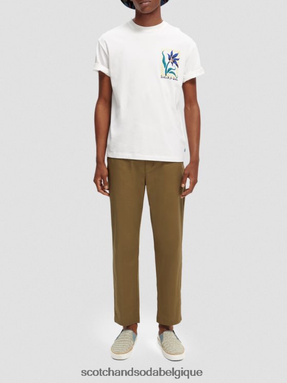 vêtements Scotch & Soda t-shirt coupe décontractée en coton biologique à motif artistique- Scotch and Soda Bruxelles blanc 6BZRBF417